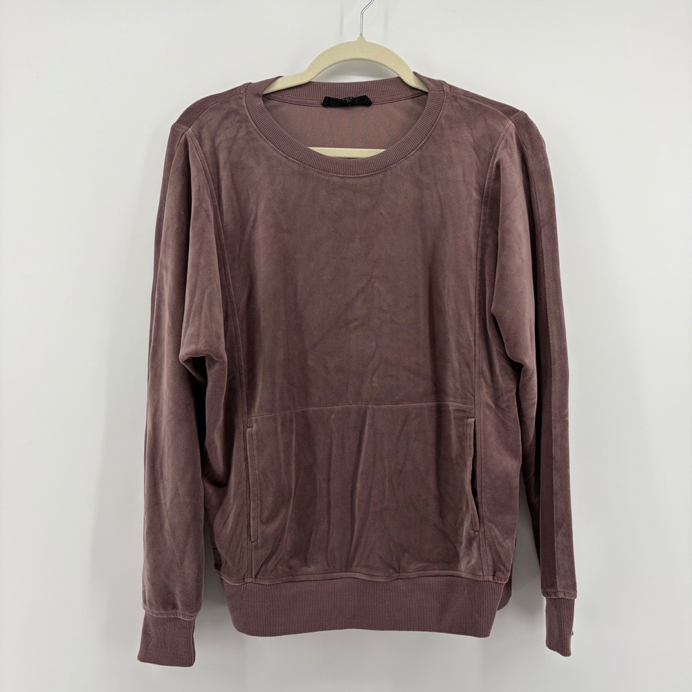Jane + Delancey Sweatshirt Mauve Women Size S Velour Crew Neck Kangaroo Pocket